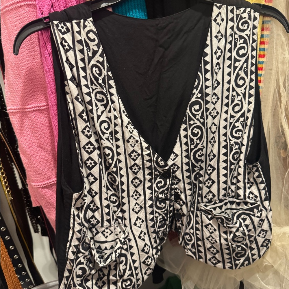Black and White Vest double sided reversible